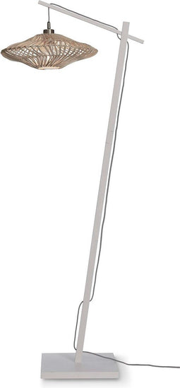 GOOD&MOJO Vloerlamp Zanzibar - Bamboe/ Rotan Wit - 63x40x150cm - Modern - Staande lampen voor Woonkamer - Slaapkamer