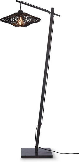 GOOD&MOJO Vloerlamp Zanzibar - Bamboe Zwart - 63x40x150cm - Modern - Staande lampen voor Woonkamer - Slaapkamer