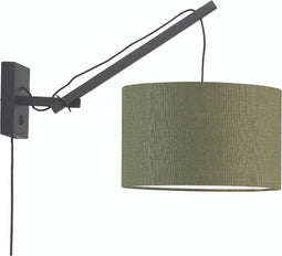 GOOD&MOJO Wandlamp Andes - Bamboe Zwart/Groen - 50x32x45cm - Binnen Scandinavisch,Bohemian
