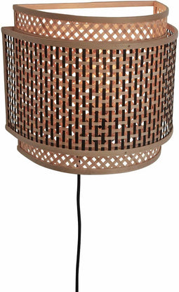 GOOD&MOJO Wandlamp Bhutan - Bamboe/Zwart - 32x16x27cm - Binnen