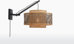 GOOD&MOJO Wandlamp Bhutan - Bamboe Zwart/Naturel - 57x50x50cm - Binnen Scandinavisch,Bohemian