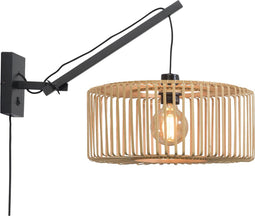 GOOD&MOJO Wandlamp Bromo - Bamboe Zwart/Naturel - 55x40x45cm - Binnen Scandinavisch,Bohemian