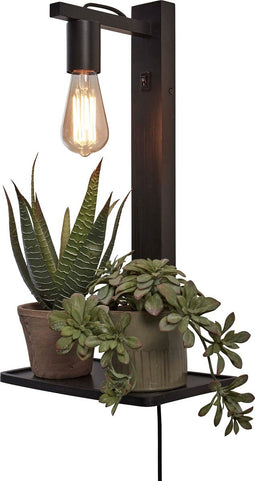 GOOD&MOJO Wandlamp Flores - Bamboe Zwart - 30x18x52cm - Binnen