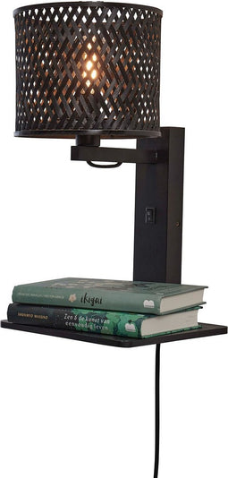 GOOD&MOJO Wandlamp Java - Bamboe Zwart - 30x22x52cm - Binnen Modern