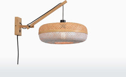 GOOD&MOJO Wandlamp Palawan - Bamboe/Wit - 55x40x45cm - Binnen Scandinavisch,Bohemian