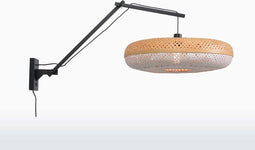 GOOD&MOJO Wandlamp Palawan - Bamboe Zwart/Wit - 105x60x55cm - Binnen Scandinavisch,Bohemian