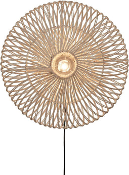 GOOD&MOJO Wandlamp Zanzibar - Rotan Wit - Ø55cm - Binnen Modern