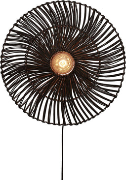 GOOD&MOJO Wandlamp Zanzibar - Rotan Zwart - Ø55cm - Binnen Modern