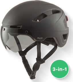 GOOFF® PILOT 3 in 1 fietshelm met afneembaar vizier - matzwart - lichtgewicht - maat XL