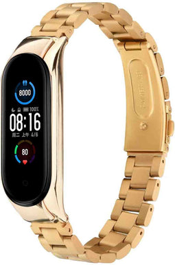 imoshion Bandje met Horlogeband inkorter - Geschikt voor Xiaomi Mi Band 6, Xiaomi Mi Band 5 - imoshion Stalen band inkliksysteem - goud