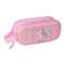 Pennenetui met 2 vakken Safta Roze 21 x 8 x 6 cm 3D