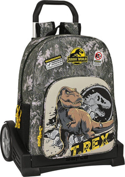 Schoolrugzak met Wielen Jurassic World Warning Grijs 33 x 42 x 14 cm