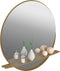 Gorillz Alien 60 - Wandspiegel met Plank - Ronde Hang Spiegel - 60 cm - Staal Goud - Gold