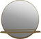 Gorillz Alien 80 - Ronde Hang Spiegel - Wandspiegel met Plank - 80 cm - Staal Goud - Gold