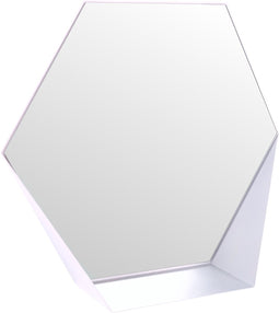 Gorillz Hive Wandspiegel met Plank - Hexagon Spiegel Hangend - 60 x 52 cm - Metaal Wit