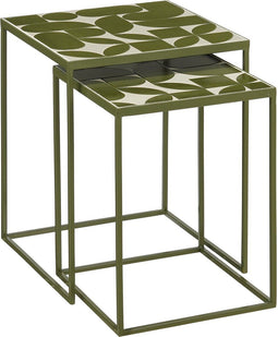 Mica Decorations Bologna Bijzettafel Buiten - Set van 2 - L38 x B38 x H48 cm - Metaal - Groen