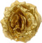 Gouden glitter roos met clip 14 cm - Kerst/decoratie kunstbloemen