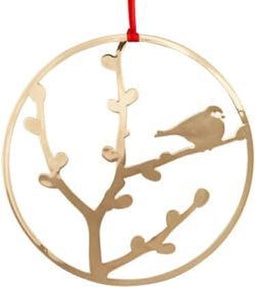 GOUDEN ROODBORSTJE METAAL HANGENDE KERST DECORATIE - PLUTO PRODUKTER