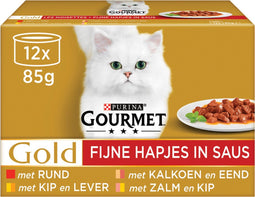 Gourmet Gold Fijne Hapjes - Kattenvoer - 12 x 85 g