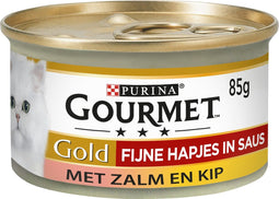 Gourmet Gold Fijne Hapjes - Kattenvoer Natvoer - Zalm & Kip - 24 x 85 g
