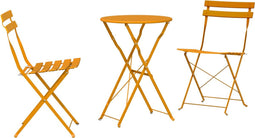 vidaXL - 3-delige - Opvouwbare - Bistroset - - - Mosterdgeel - Staal