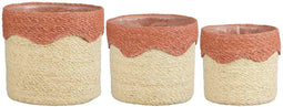 Mica Decorations Fugo - Mand - Zeegras - Roze (set van 3)