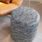 Atmooz - Poef Alice - Tiano Gunmetal - Ronde voetenbank - Jacquard velvet met print - 45cm