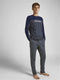 JACK&JONES JACSMITH - Heren Pyjamaset - Lange mouwen 100% katoen - Donkergrijs