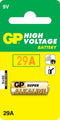 GP Hoog voltage alkaline rondcel 29A, blister 1