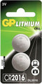 GP Lithium Knoopcel Batterij CR2016 3 V 2-Blister