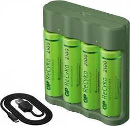 GP Recyko+ PB420 AA/AAA batterijlader inclusief 4x AA 2100mAh batterijen