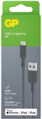 GP USB-laadkabel USB 2.0 USB-A stekker, Apple Lightning stekker 1.00 m Grijs GPCBCl1NGYUSB160