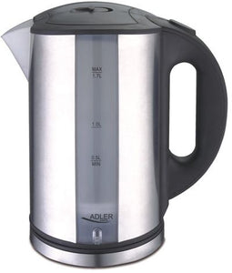 Adler AD 1216 - Waterkoker 1.7L 2000W - Automatische uitschakeling 360 graden draaibaar - Zilver Zwart