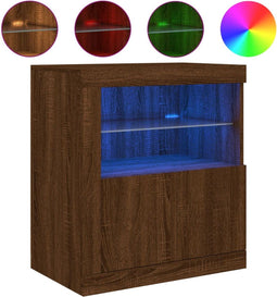 vidaXL - Dressoir - met - LED-verlichting - 60,5x37x67 - cm - bruin - eikenkleur