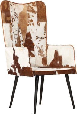 vidaXL Fauteuil harig echt leer bruin en wit