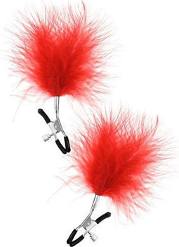 Sweet Caress - Tepelklemmen met rode veertjes