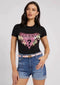 Guess CN Floria Tee - Dames T-Shirt - Bloemenprint - Zwart