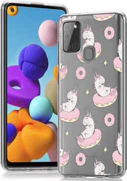 iMoshion Hoesje Geschikt voor Samsung Galaxy A21s Hoesje Siliconen - iMoshion Design hoesje - Roze / Donut Unicorn