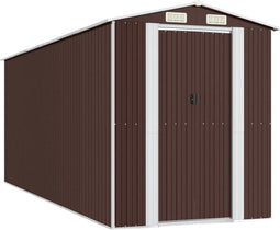 vidaXL - Tuinschuur - 192x523x223 - cm - gegalvaniseerd - staal - donkerbruin