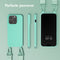 Selencia Hoesje Geschikt voor iPhone 15 Pro Hoesje Met Koord - Selencia Siliconen hoesje met afneembaar koord - Turquoise