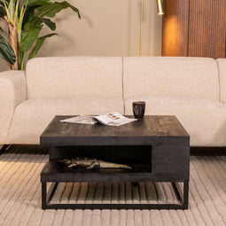 LABEL51 Cube Salontafel - Zwart - Mangohout - 80 cm