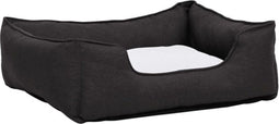 vidaXL-Hondenmand-linnen-look-85,5x70x23-cm-fleece-donkergrijs-en-wit