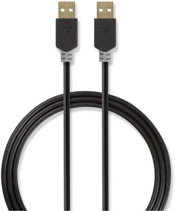Nedis CCBW60000AT20 - USB A naar USB A Kabel - 200cm - Grijs