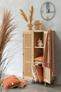 J-Line Plaid - katoen - zalm - 190 x 56 cm - woonaccessoires