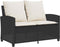 vidaXL - Tuinbank - 2-zits - met - kussens - & - tafel - poly - rattan - zwart