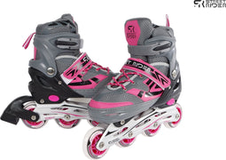 Street Rider Pro - Inline Skates - Aluminium frame 4 wielen - Roze/Grijs