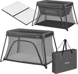 Lionelo Alice - 3 in 1 Babybedje Box Reisbedje - T25-schuimmatras 2 Hoogteposities - Grijs