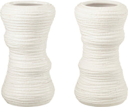 J-Line vaas Organisch - bloemenvaas - keramiek - wit - small - 2 stuks - 30 cm