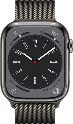 Apple Watch Series 8 - 4G - 41mm - ECG - Grafiet Roestvrijstaal - Grafiet Milanees bandje