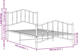 vidaXL - Bedframe - met - hoofd- - en - voeteneinde metaal - zwart - 100x200 - cm